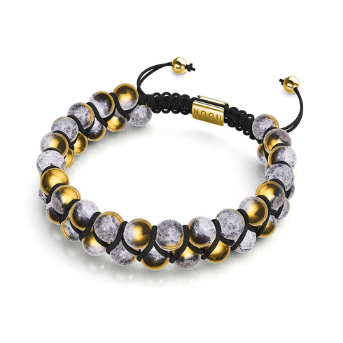 Or Chrome x Blanc | Bracelet Double Verre Pailleté